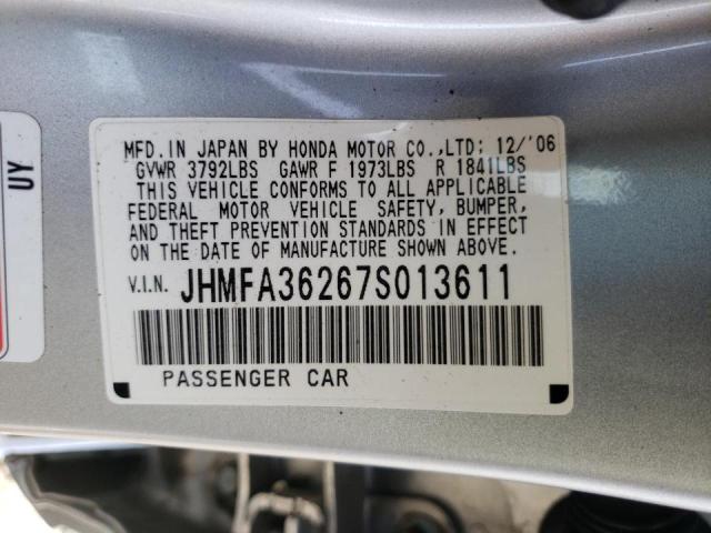 Photo 9 VIN: JHMFA36267S013611 - HONDA CIVIC HYBR 