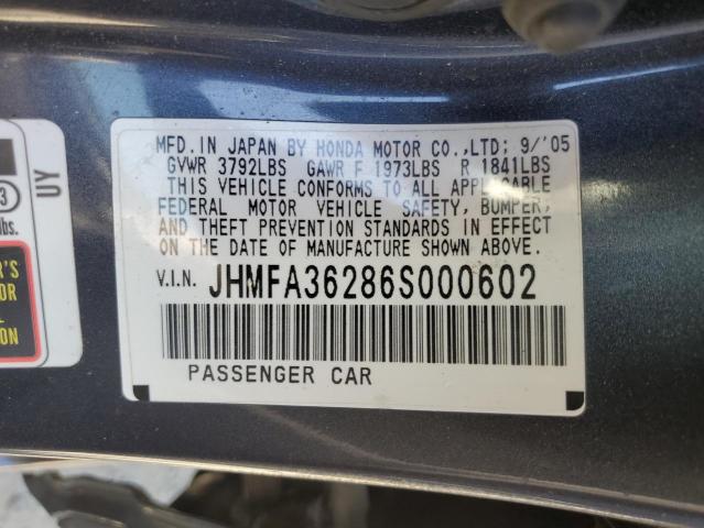 Photo 11 VIN: JHMFA36286S000602 - HONDA CIVIC HYBR 