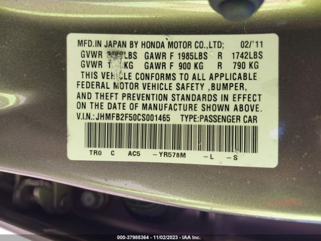 Photo 8 VIN: JHMFB2F50CS001465 - HONDA CIVIC SDN 