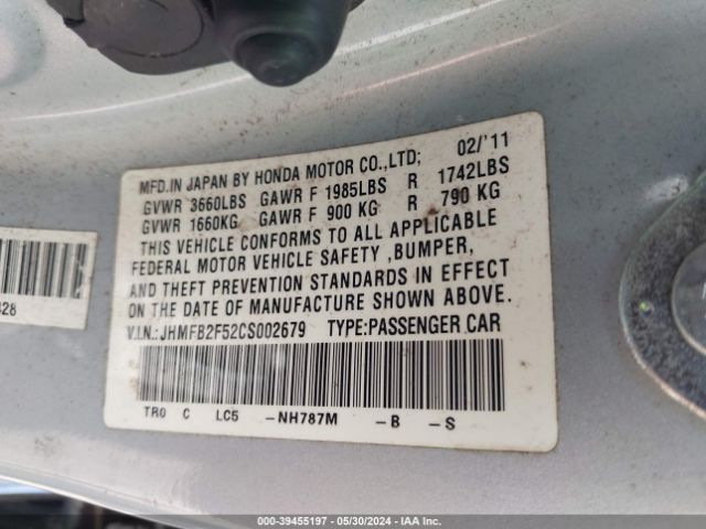 Photo 8 VIN: JHMFB2F52CS002679 - HONDA CIVIC 