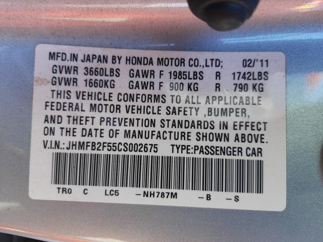 Photo 9 VIN: JHMFB2F55CS002675 - HONDA CIVIC LX 