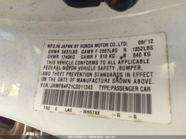 Photo 8 VIN: JHMFB4F21CS011343 - HONDA CIVIC 