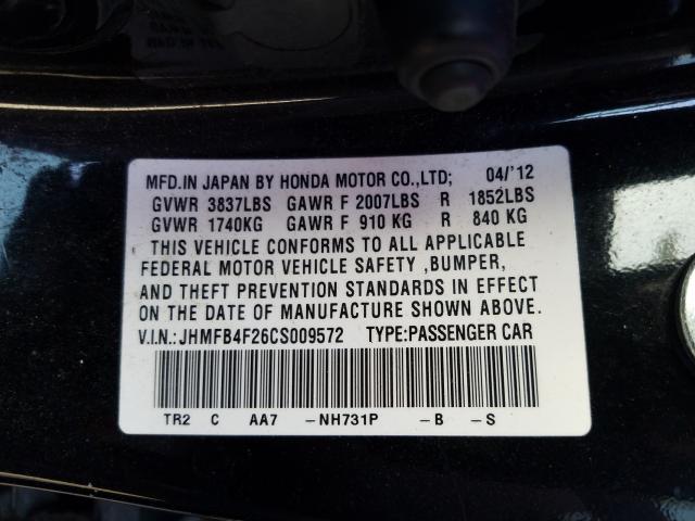 Photo 9 VIN: JHMFB4F26CS009572 - HONDA CIVIC HYBR 