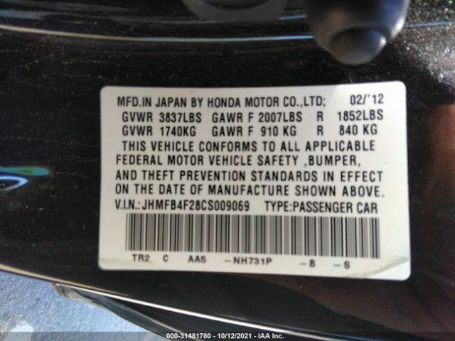 Photo 8 VIN: JHMFB4F28CS009069 - HONDA CIVIC HYBRID 