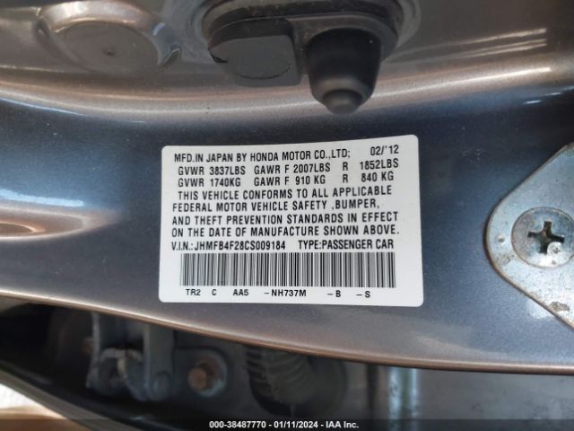 Photo 8 VIN: JHMFB4F28CS009184 - HONDA CIVIC HYBRID 