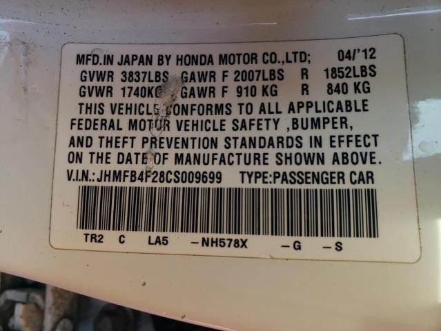 Photo 11 VIN: JHMFB4F28CS009699 - HONDA CIVIC 