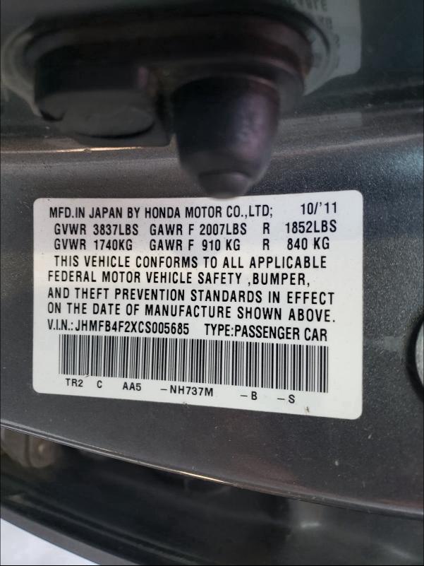 Photo 9 VIN: JHMFB4F2XCS005685 - HONDA CIVIC HYBR 