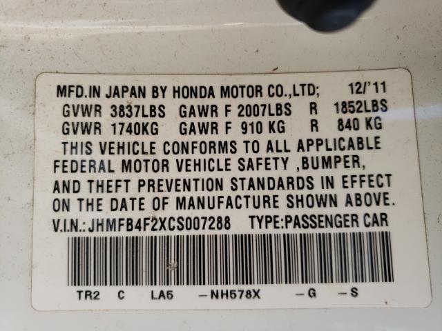 Photo 9 VIN: JHMFB4F2XCS007288 - HONDA CIVIC HYBR 