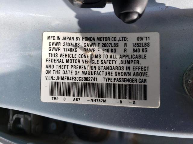 Photo 9 VIN: JHMFB4F30CS002741 - HONDA CIVIC HYBR 