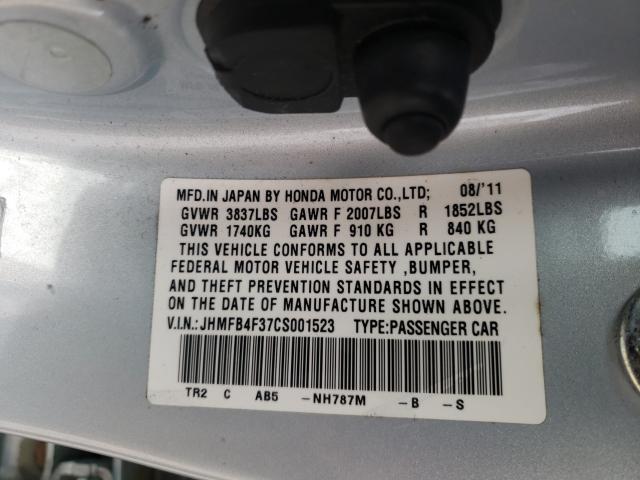 Photo 9 VIN: JHMFB4F37CS001523 - HONDA CIVIC HYBR 