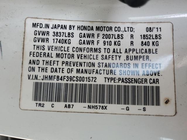 Photo 11 VIN: JHMFB4F39CS001572 - HONDA CIVIC HYBR 