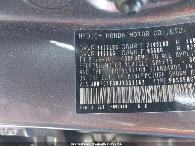 Photo 8 VIN: JHMFC1F30JX033368 - HONDA CIVIC 