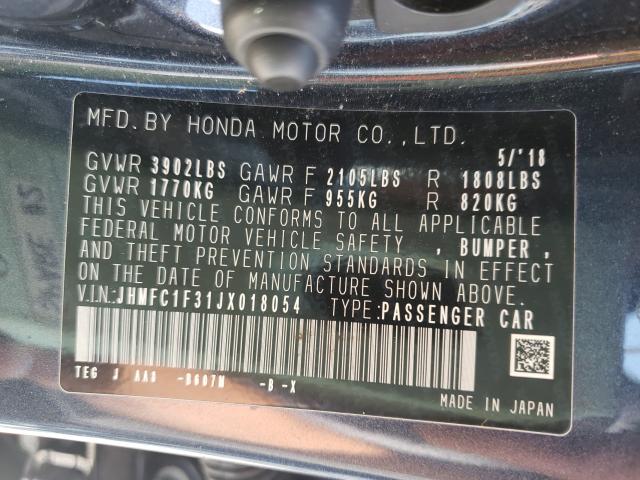 Photo 9 VIN: JHMFC1F31JX018054 - HONDA CIVIC EX 