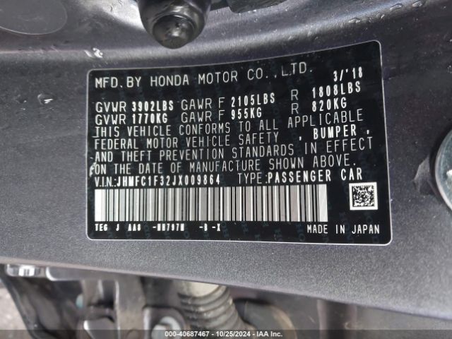 Photo 8 VIN: JHMFC1F32JX009864 - HONDA CIVIC 