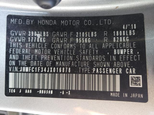 Photo 9 VIN: JHMFC1F34JX016878 - HONDA CIVIC EX 