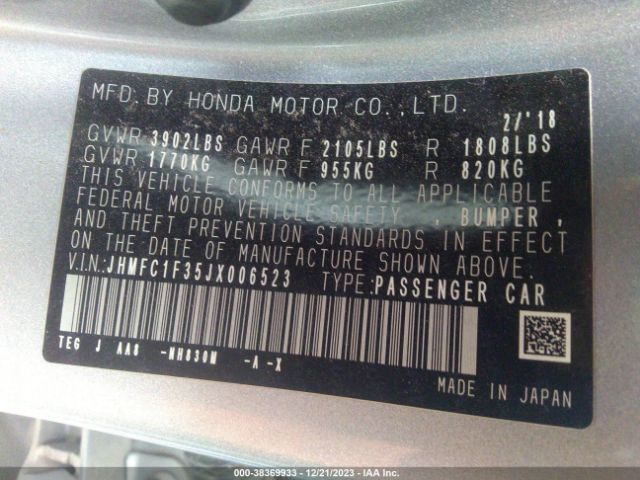 Photo 8 VIN: JHMFC1F35JX006523 - HONDA CIVIC 