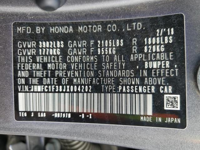 Photo 11 VIN: JHMFC1F38JX004202 - HONDA CIVIC 