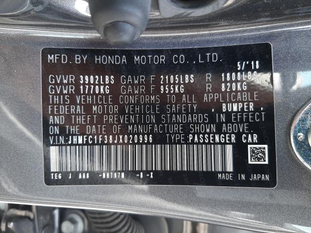 Photo 9 VIN: JHMFC1F38JX020996 - HONDA CIVIC EX 