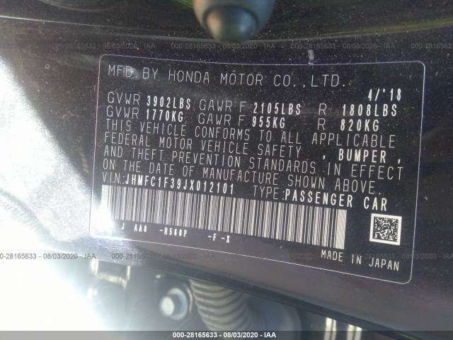 Photo 8 VIN: JHMFC1F39JX012101 - HONDA CIVIC SEDAN 