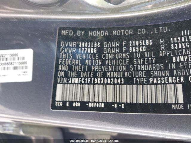 Photo 8 VIN: JHMFC1F79KX002043 - HONDA CIVIC 