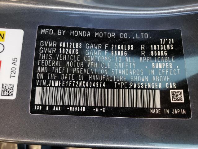 Photo 9 VIN: JHMFE1F72NX004974 - HONDA CIVIC EX 