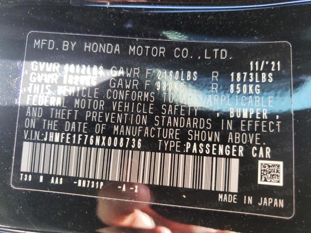 Photo 9 VIN: JHMFE1F76NX008736 - HONDA CIVIC EX 