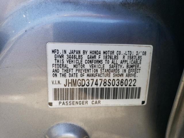 Photo 11 VIN: JHMGD37478S036022 - HONDA FIT 