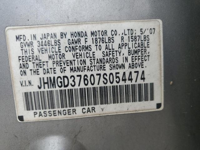 Photo 11 VIN: JHMGD37607S054474 - HONDA FIT 