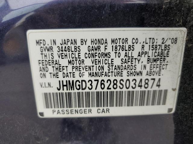 Photo 11 VIN: JHMGD37628S034874 - HONDA FIT SPORT 