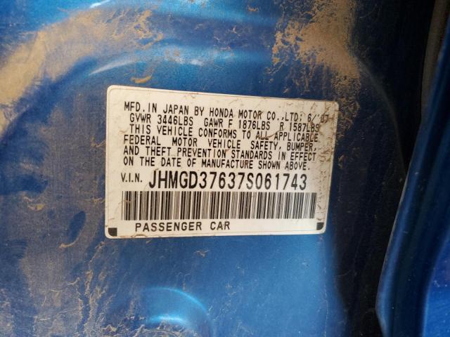 Photo 11 VIN: JHMGD37637S061743 - HONDA FIT 