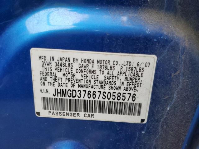 Photo 11 VIN: JHMGD37667S058576 - HONDA FIT 