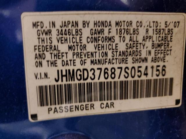 Photo 12 VIN: JHMGD37687S054156 - HONDA FIT 