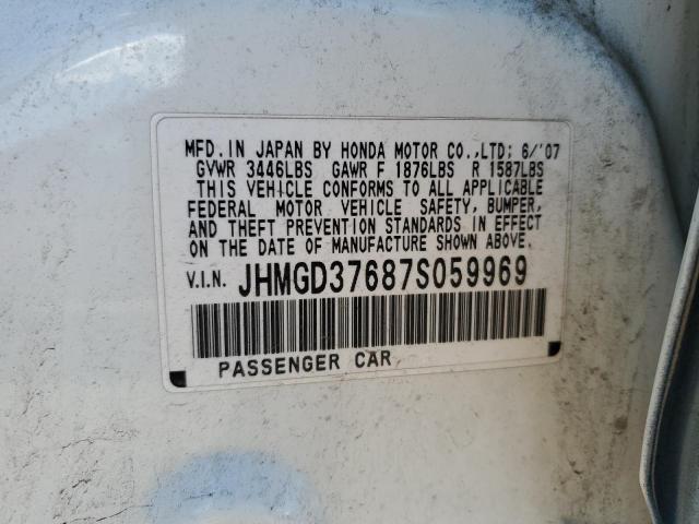 Photo 11 VIN: JHMGD37687S059969 - HONDA FIT S 