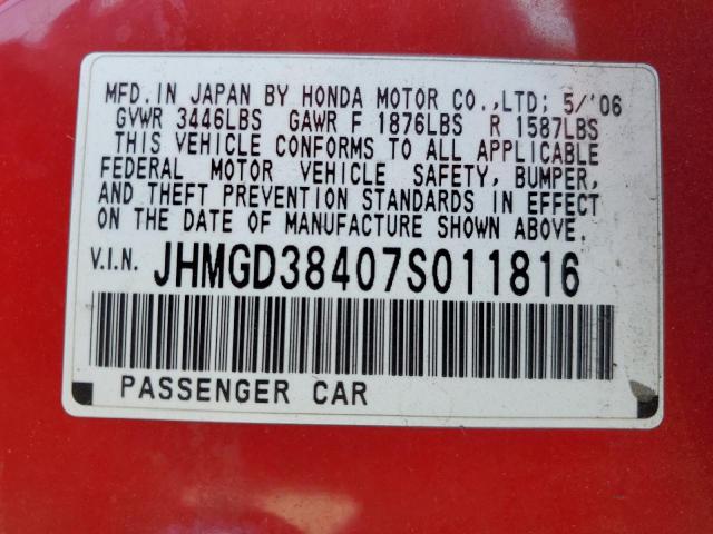 Photo 11 VIN: JHMGD38407S011816 - HONDA FIT 