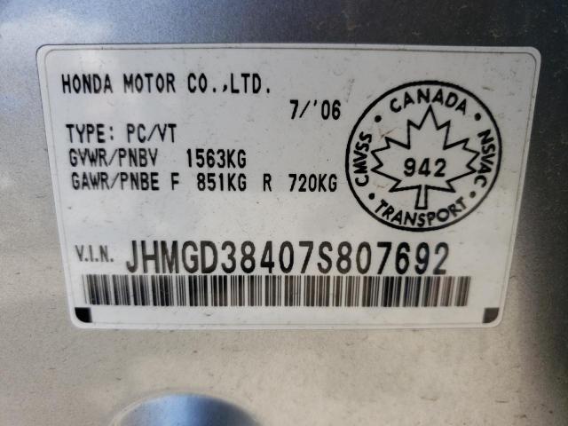 Photo 12 VIN: JHMGD38407S807692 - HONDA FIT 