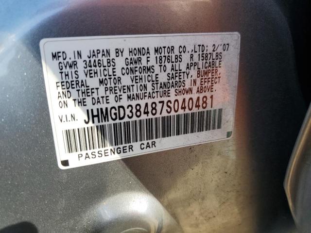 Photo 11 VIN: JHMGD38487S040481 - HONDA FIT 