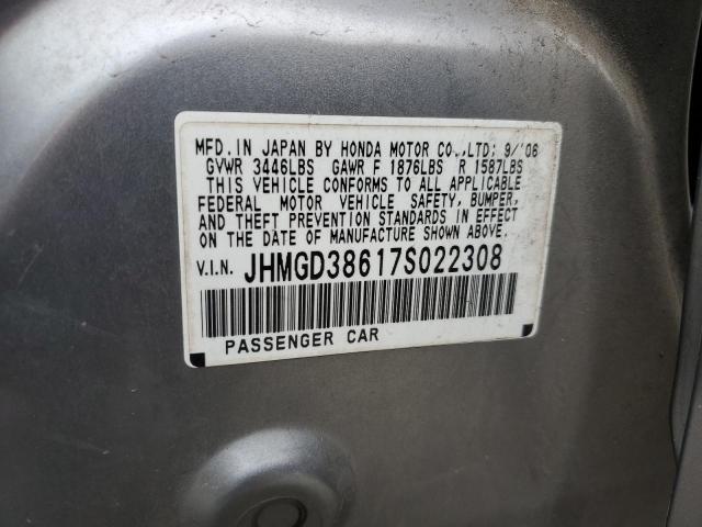 Photo 11 VIN: JHMGD38617S022308 - HONDA FIT S 