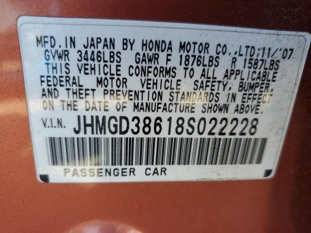 Photo 11 VIN: JHMGD38618S022228 - HONDA FIT 