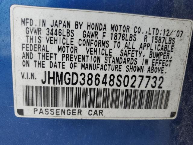 Photo 11 VIN: JHMGD38648S027732 - HONDA FIT 