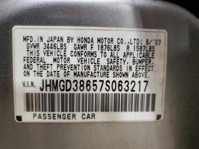 Photo 11 VIN: JHMGD38657S063217 - HONDA FIT S 