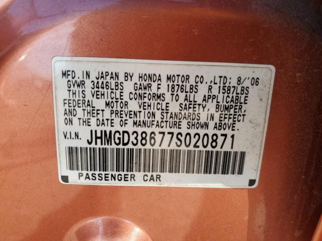 Photo 11 VIN: JHMGD38677S020871 - HONDA FIT 