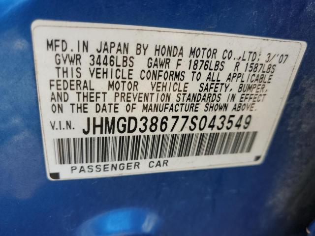 Photo 11 VIN: JHMGD38677S043549 - HONDA FIT S 