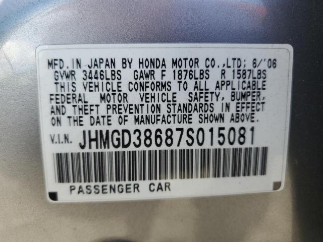 Photo 12 VIN: JHMGD38687S015081 - HONDA FIT S 