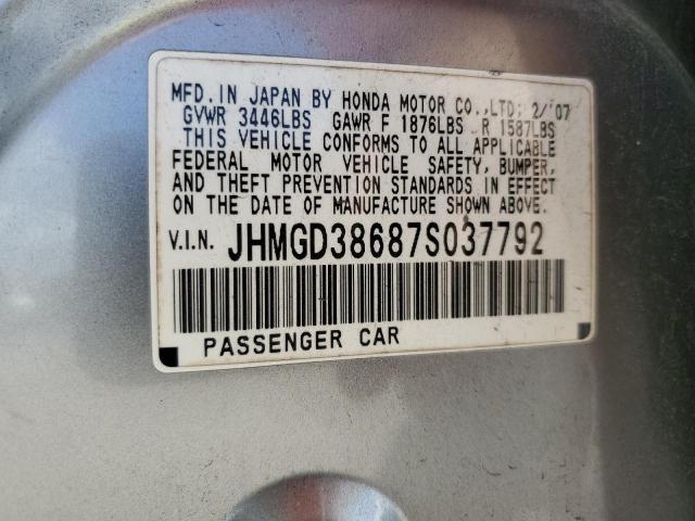 Photo 11 VIN: JHMGD38687S037792 - HONDA FIT S 