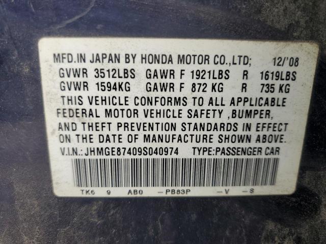 Photo 11 VIN: JHMGE87409S040974 - HONDA FIT SPORT 