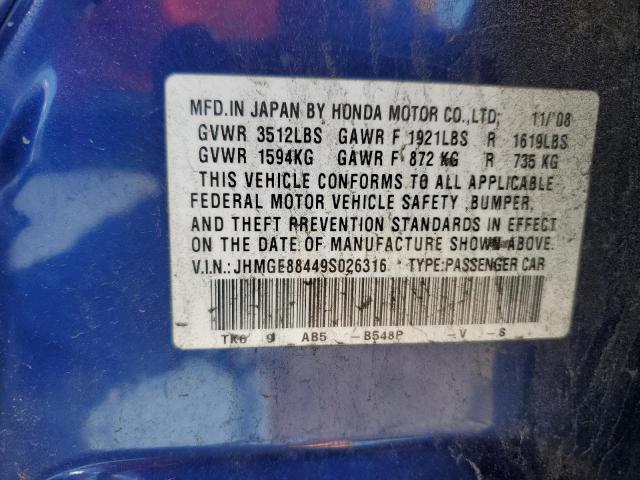 Photo 12 VIN: JHMGE88449S026316 - HONDA FIT SPORT 