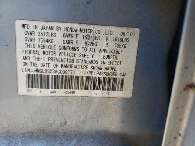 Photo 9 VIN: JHMGE8G23AC000773 - HONDA FIT 