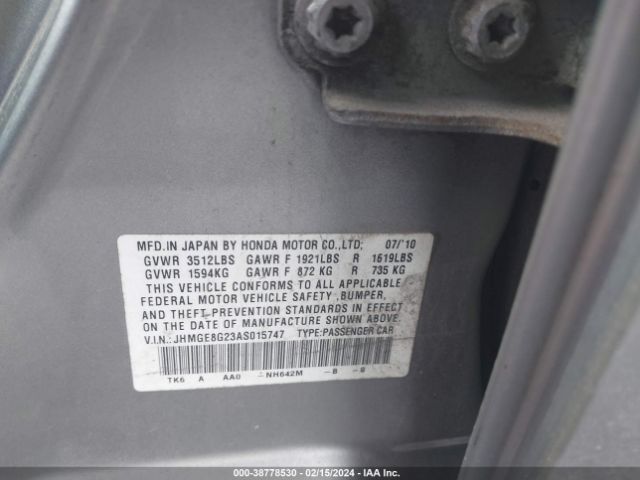 Photo 8 VIN: JHMGE8G23AS015747 - HONDA FIT 