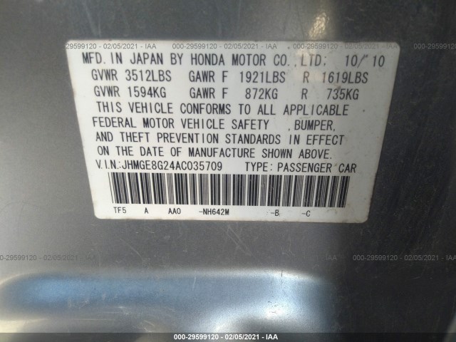 Photo 8 VIN: JHMGE8G24AC035709 - HONDA FIT 