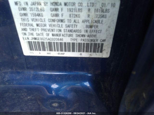 Photo 8 VIN: JHMGE8G25AC020846 - HONDA FIT 